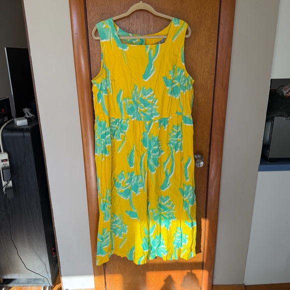ASOS Yellow Green Floral Wide-Leg Jumpsuit Size 16 | Resort Vacation - Picture 2 of 4